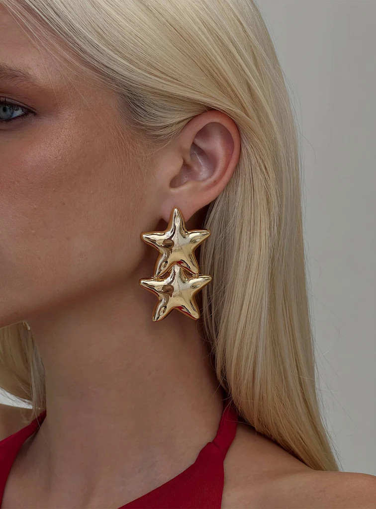 Double Star Earrings Gold | Princess Polly US