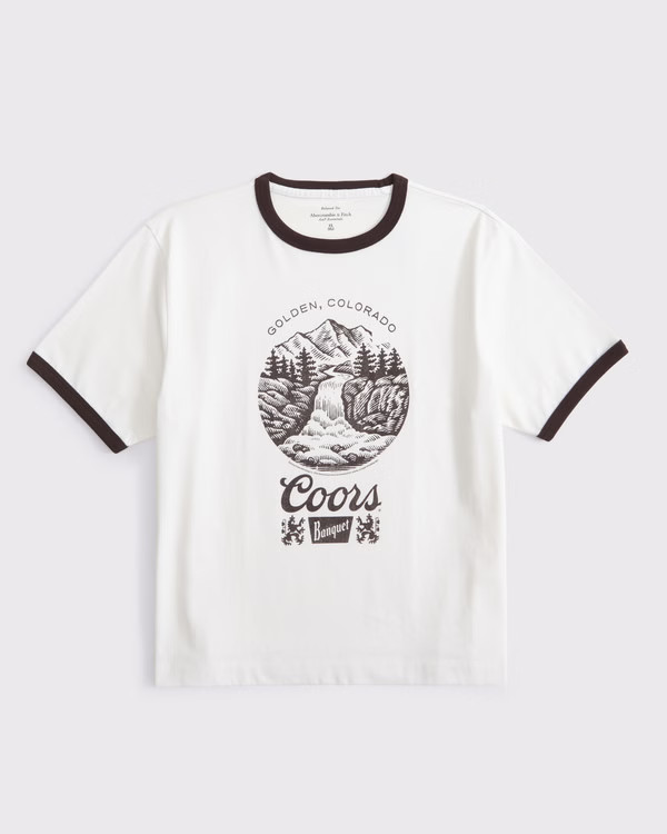 Women's Short-Sleeve Coors Banquet Graphic Relaxed Tee | Women's Tops | Abercrombie.com | Abercrombie & Fitch (US)