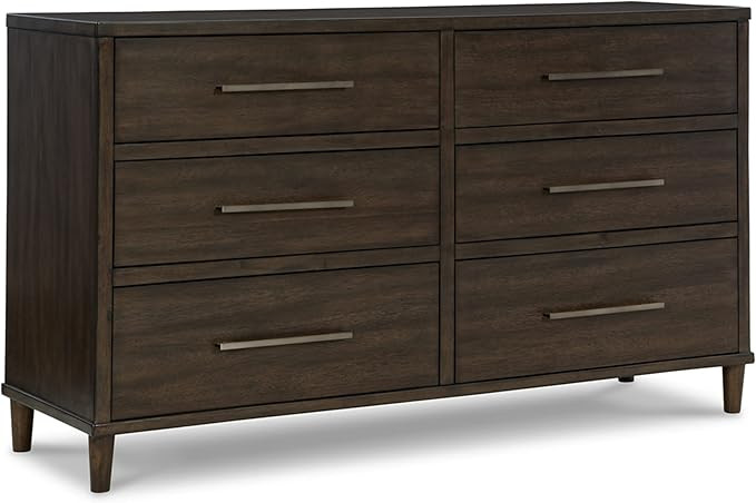 Signature Design by Ashley Wittland Mid-Century Modern 6 Drawer Dresser, Dark Brown | Amazon (US)