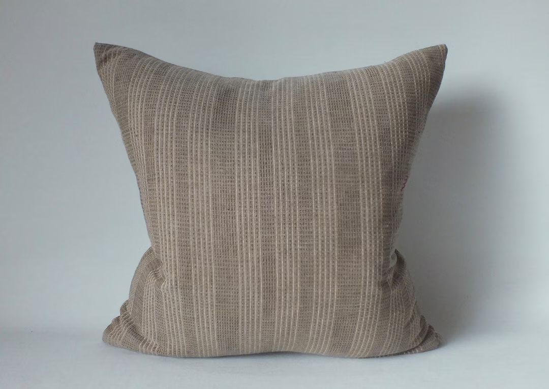 Brown Beige  Cream Striped Sofa Sashiko Pillow Cover Throw decorative  Ethnic Cushions case Accen... | Etsy (US)