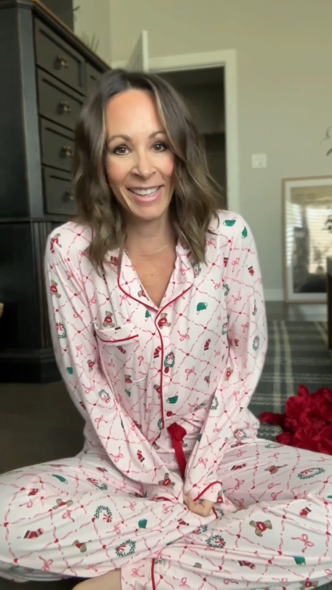 Run! These pajamas are low in stock, but I need to share them because they are amazing! They are buttery soft, have a drawstring in front that is ribbon style, adding to how pretty they are. There are three different patterns and colors, and they are all adorable! These are light pink with Christmas themed bears and wreaths and bows! I love them so much for the holidays, and I can imagine waking up Christmas morning with them and baking with them, as well as obviously just lounging around. My teenage daughter also wants a pair, so they are perfect for the teenage and college age girls for a gift idea for Christmas this morning as well!

#LTKSeasonal #LTKGiftGuide #LTKHoliday