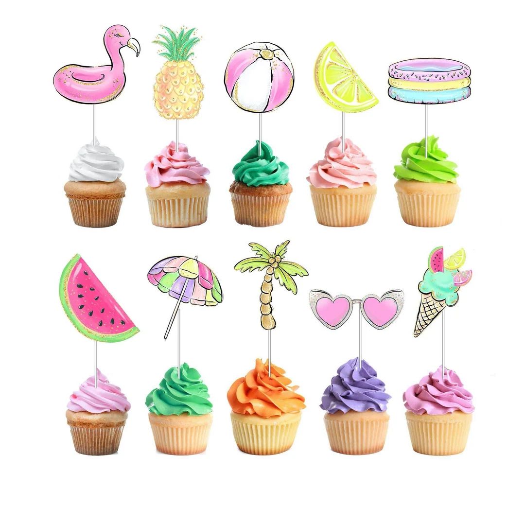 10 pcs Summer Pool Party Theme Cupcake Toppers for kids | Pool Party Party Supplies for Birthday ... | Etsy (US)