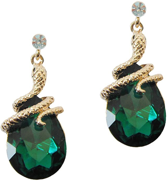 Navachi 18k Gold Plated Crystal Multicolor Pear Shape Zircon Snake Drop Dangle Earrings | Amazon (US)