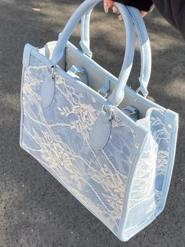 Floral Lace Panel Top Handle Bag, Mothers Day Gift For Mom | SHEIN