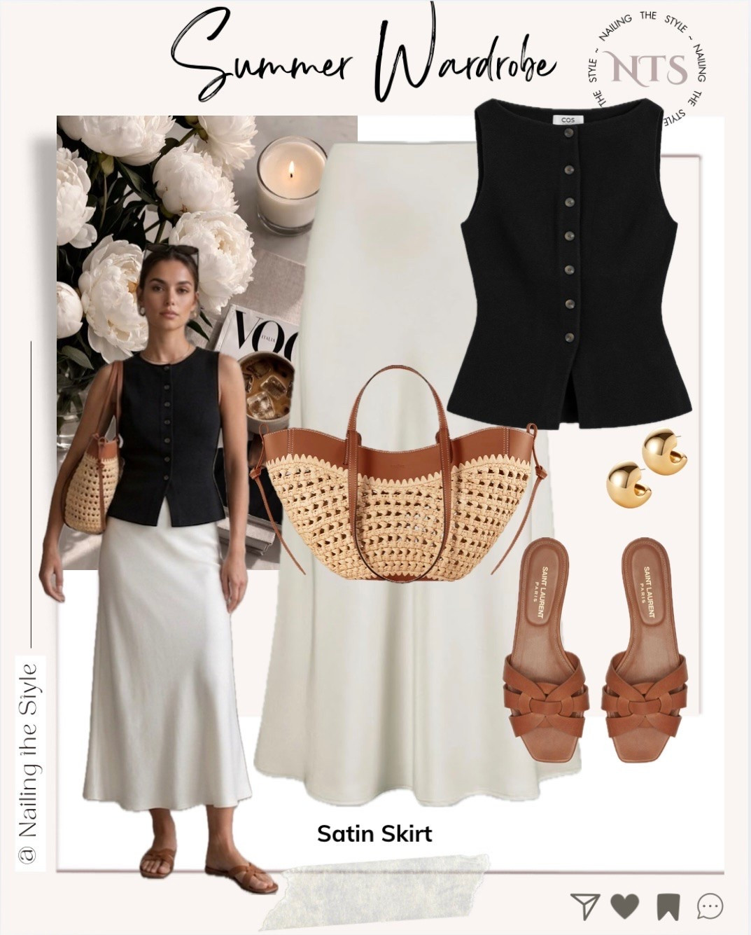 Contrast is everything🖤 White satin skirts can feel a bit bridal, but pairing them with a button-down black waistcoat instantly gives it an edgy, sophisticated  spin

#LTKsummer #LTKstyletip
