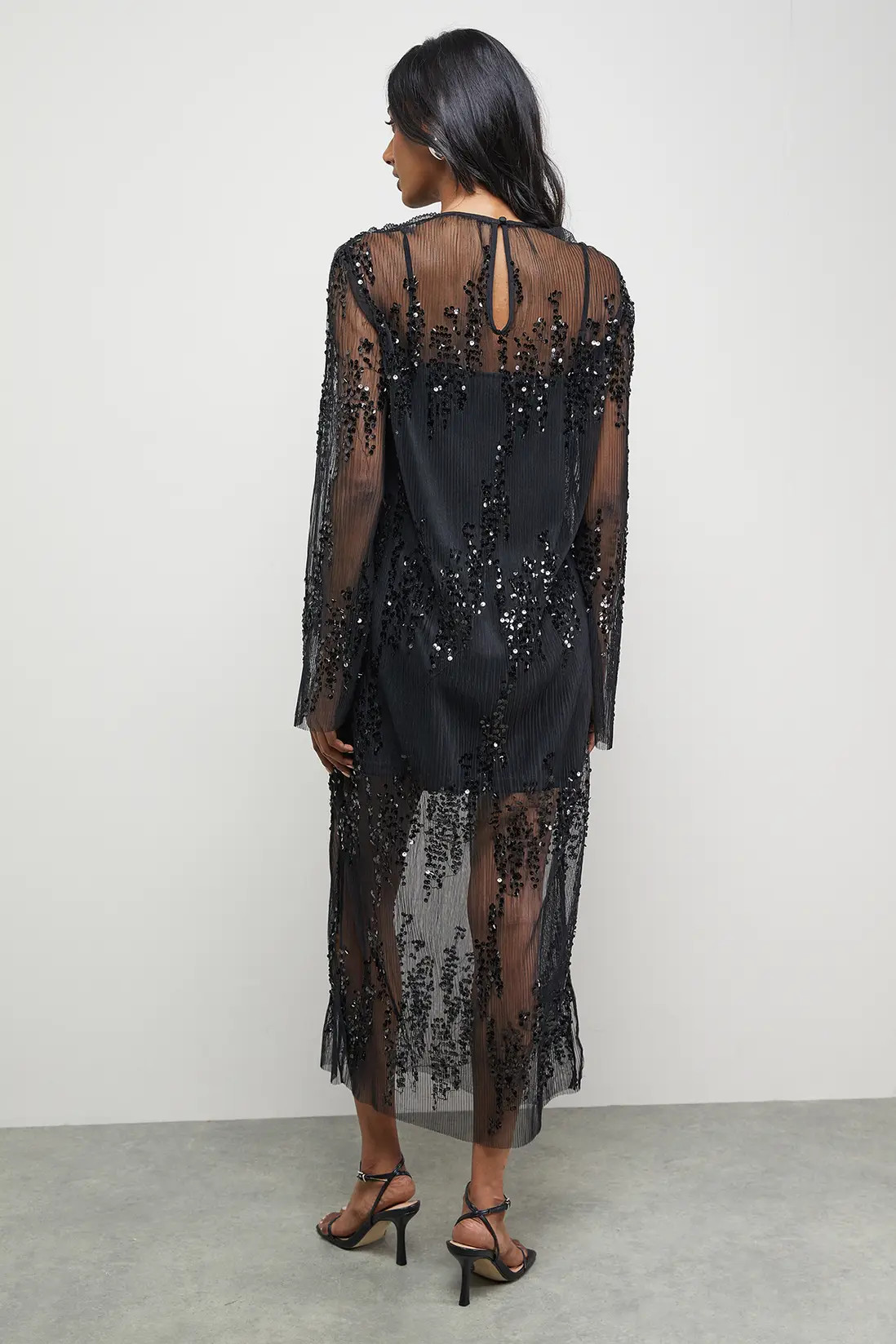 Dresses | Sequin Sheer Crinkle Column Midi Dress | Warehouse | Debenhams UK