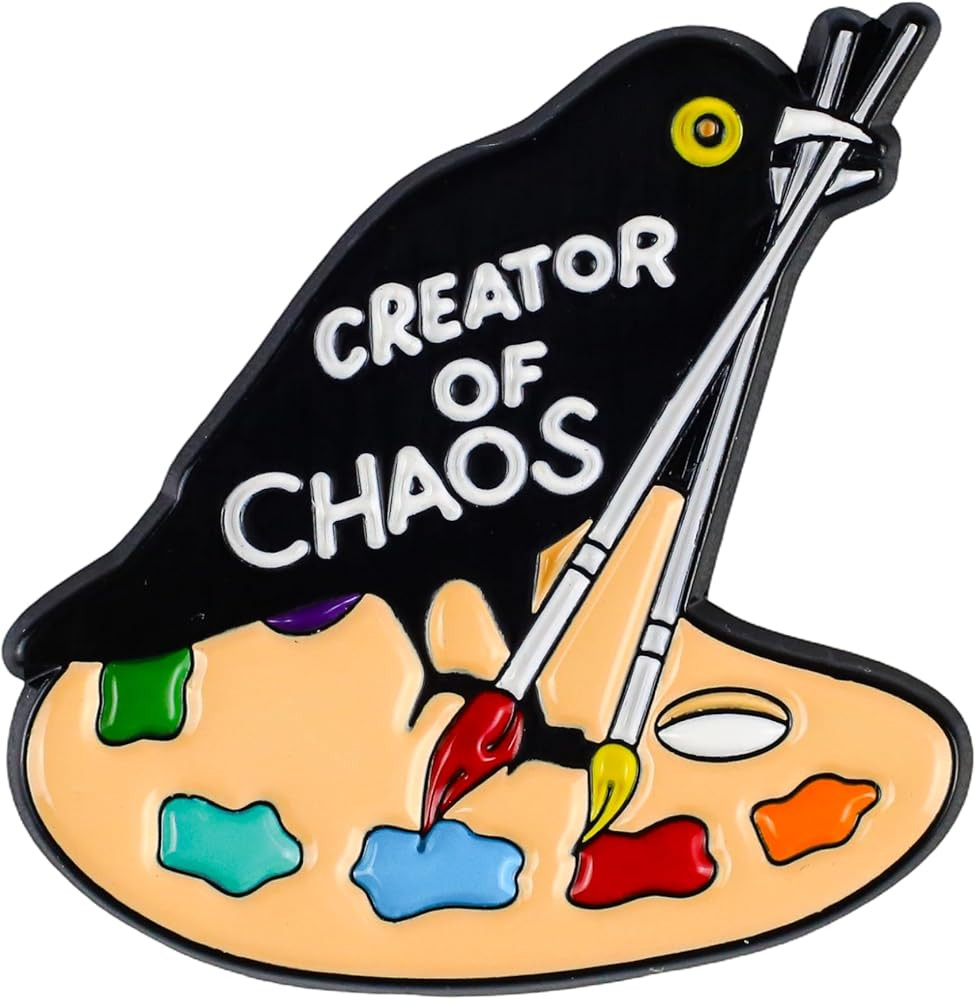 Creator Of Chaos Raven Painter Enamel Pin, Funny Artist Black Crow Lapel Brooch, Funny Painter Da... | Amazon (US)