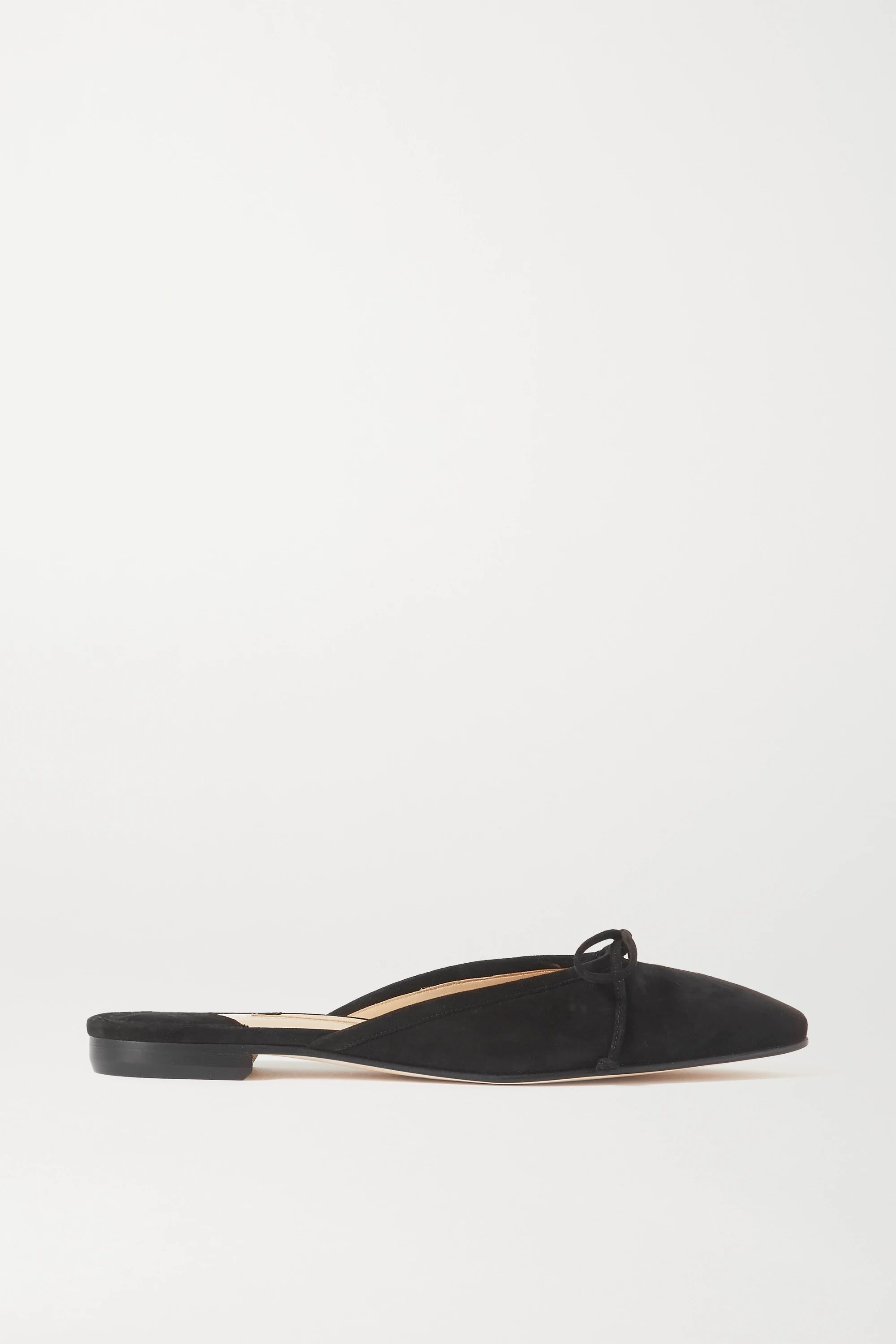 Black Ballerimu bow-detailed suede mules | Manolo Blahnik | NET-A-PORTER | NET-A-PORTER (UK & EU)