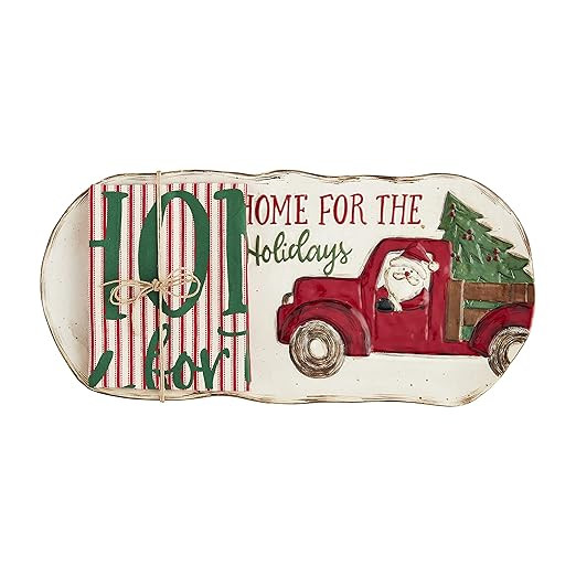 Mud Pie Christmas Farmhouse Hostess Tray & Towel Set, Home, 7" x 15" | Amazon (US)