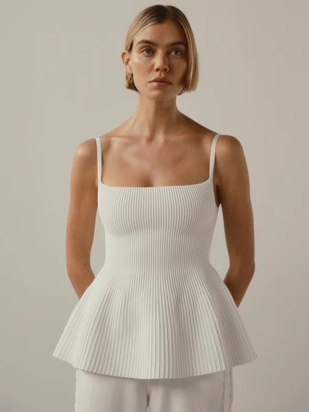 Peplum Tank Instasculpt™ Rib | White | DL 1961 Women