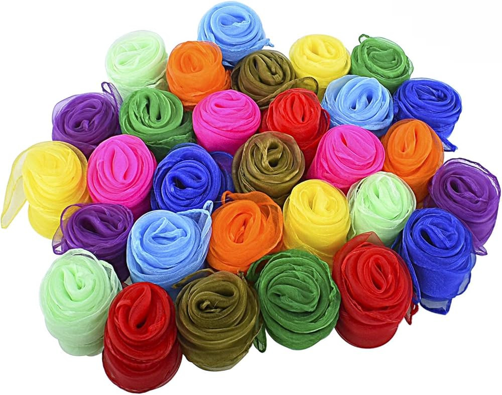 30 Pcs Juggling Scarves for Kids, Square Dance Scarf Magic Movement Scarves Performance Props Acc... | Amazon (US)