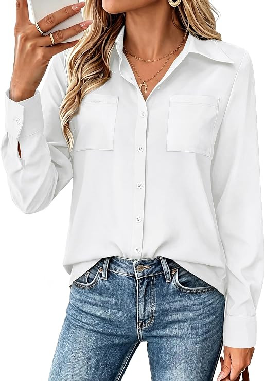 Sampeel Womens Blouses Long Sleeve Shirts Button Down Tops Dressy Casual | Fall Fashion Clothes, ... | Amazon (US)