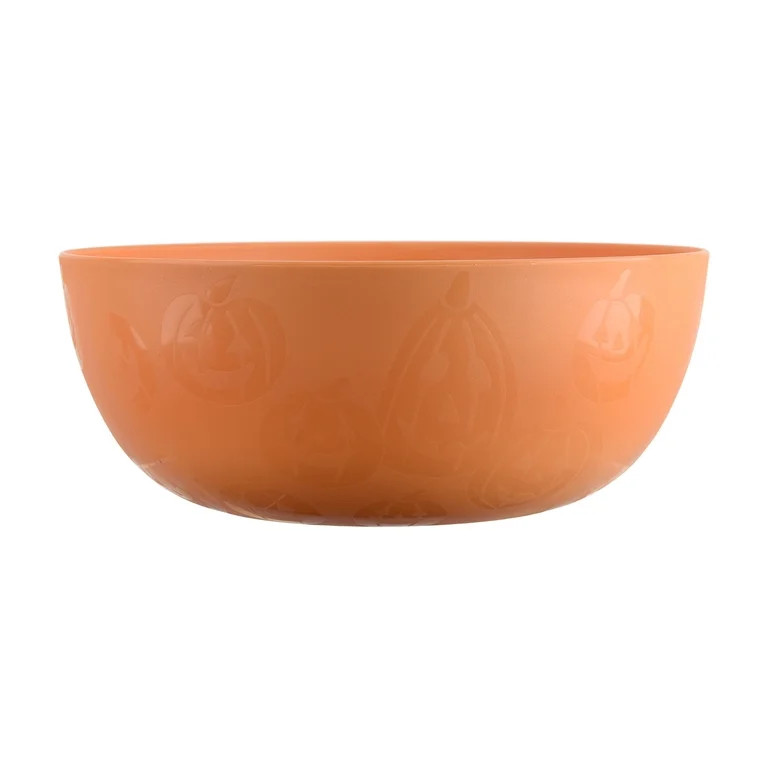 Mainstays 38 Ounce Round Plastic Etched Pumpkin Bowl, Orange | Walmart (US)