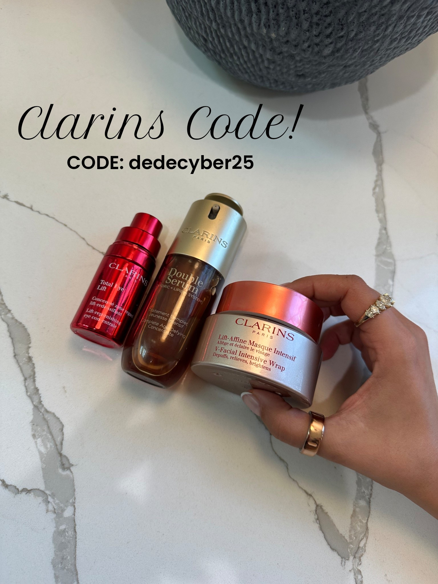 Just a couple more days of my Clarins code if you want to stock up or grab gifts while they’re on sale!! 
CODE: DEDECYBER25

Dressupbuttercup.com #dressupbuttercup #dederaad 

#LTKselfcare #LTKCyberWeek #LTKGiftGuide