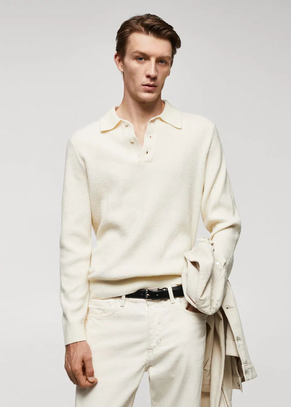 Knitted wool-blend polo shirt -  Men | Mango Man USA | MANGO (US)