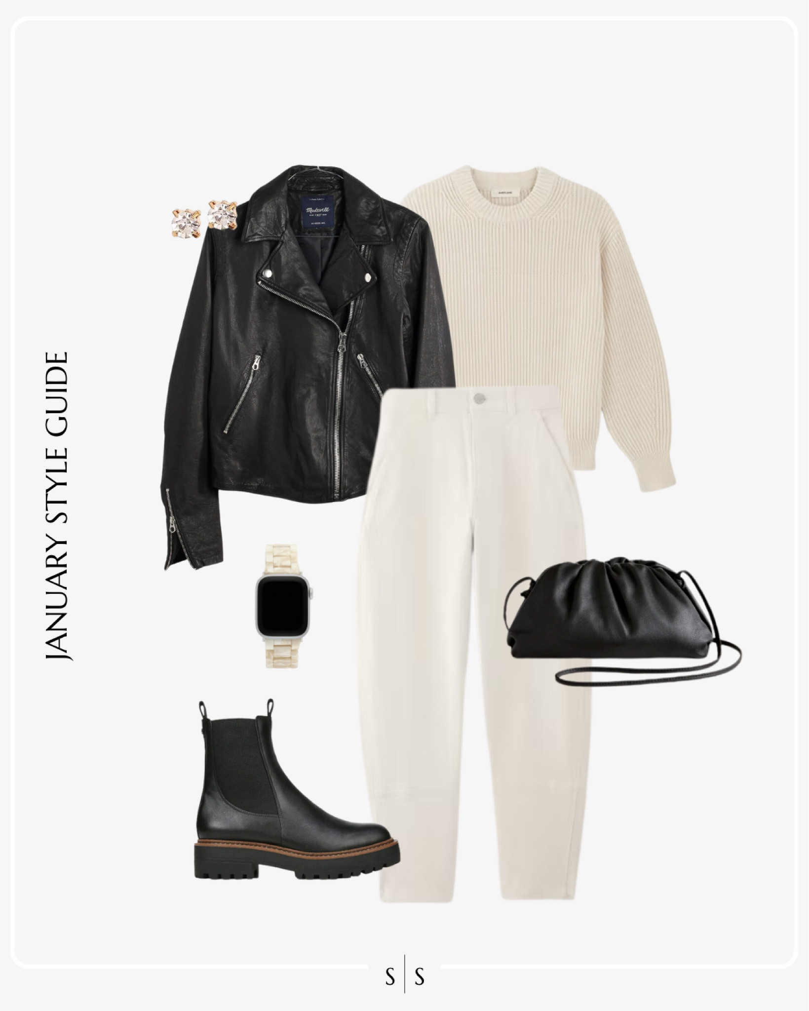 Monthly Style Guide: JANUARY Winter outfit looks to copy | leather moto jacket, barrel jean, crewneck sweater, lug boot

#winteroufit #winterfashion #outfitidea #casualchic 

#LTKStyleTip