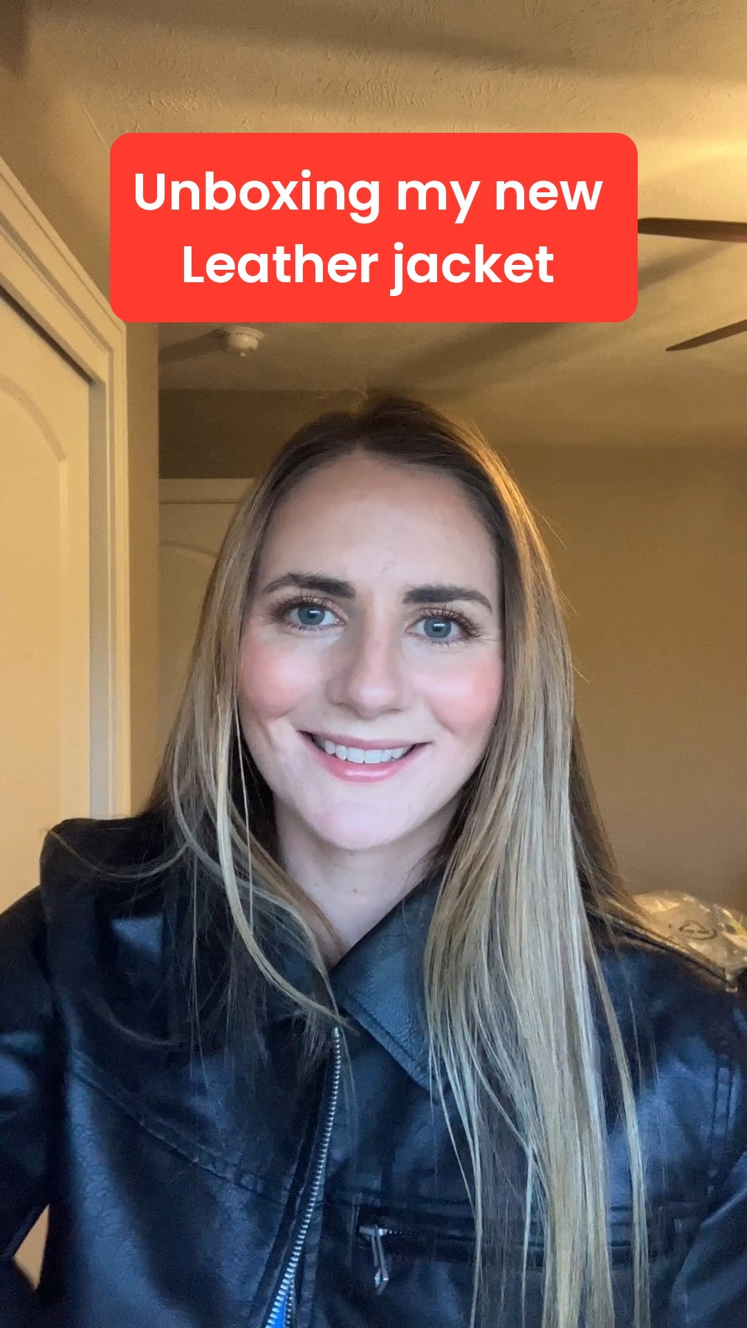 Sharing my new leather jacket! Super comfy and can move arms easily in it 