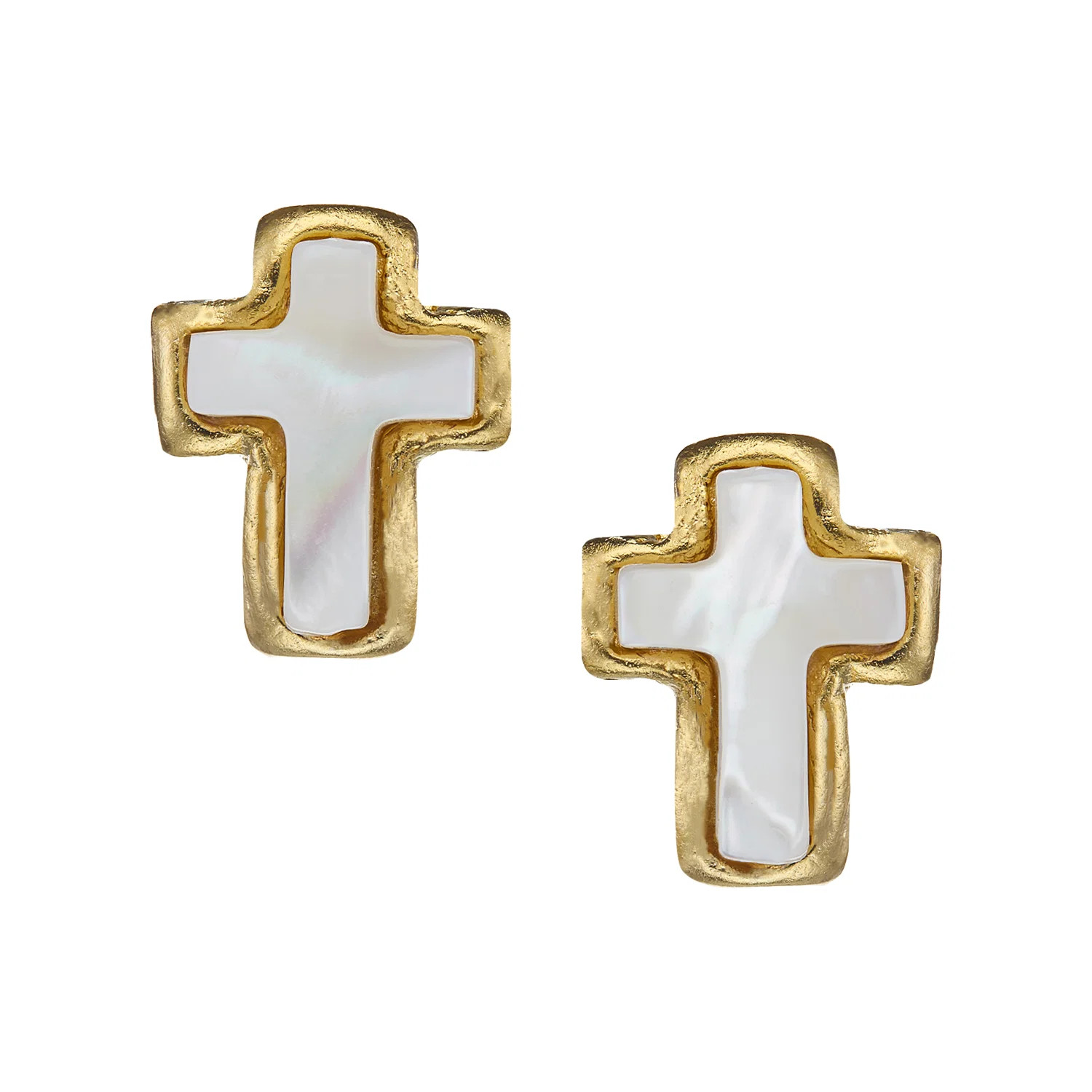 Small Mother of Pearl Cross Studs | Susan Shaw