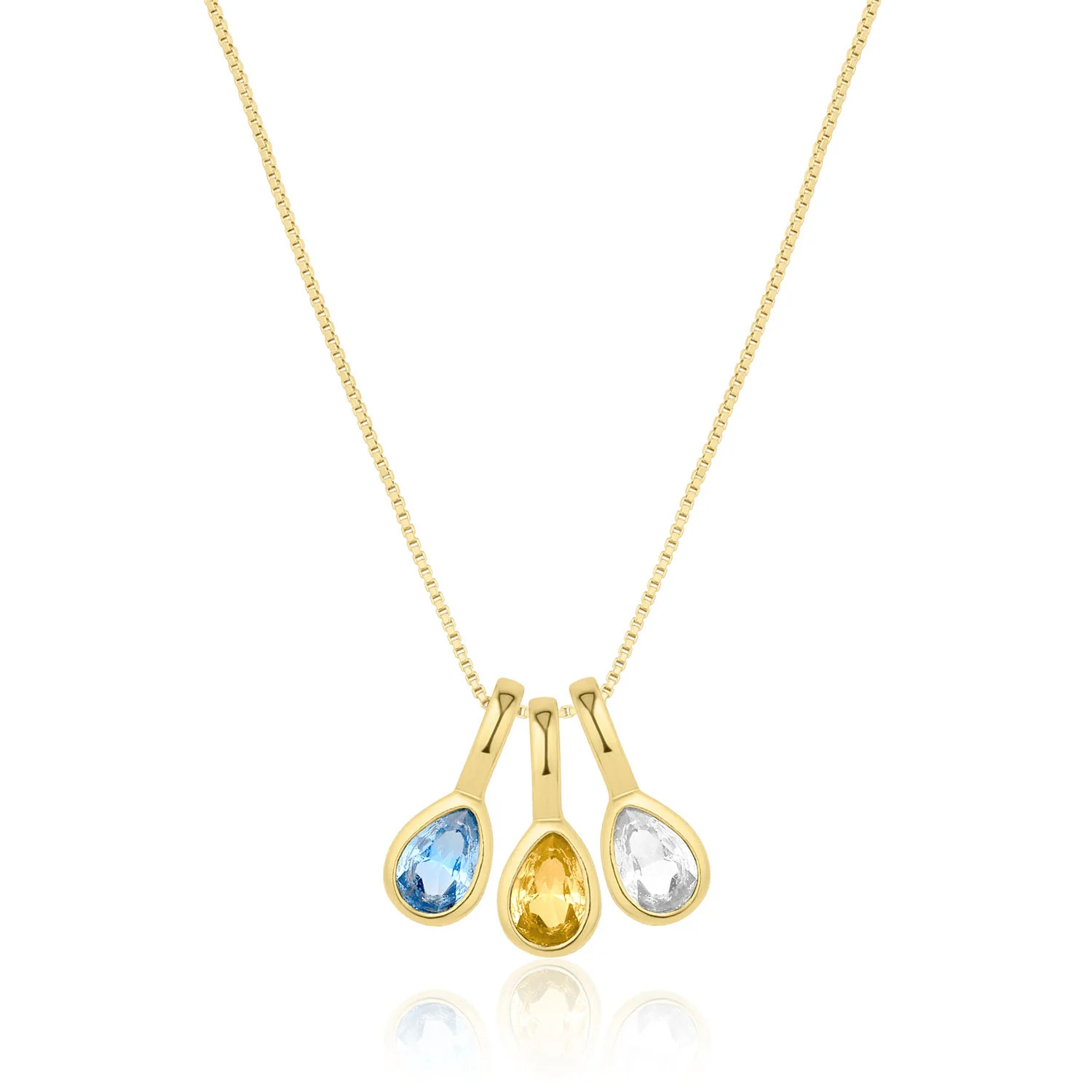 Multi Teardrop Birthstone Necklace | Set & Stones