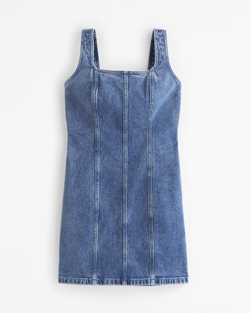 Abercrombie & Fitch Women's Wide Strap Denim Mini Dress in Dark - Size XXS | Abercrombie & Fitch (US)