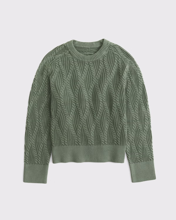 The A&F Madeline Washed Cable Crew Sweater | Abercrombie & Fitch (US)
