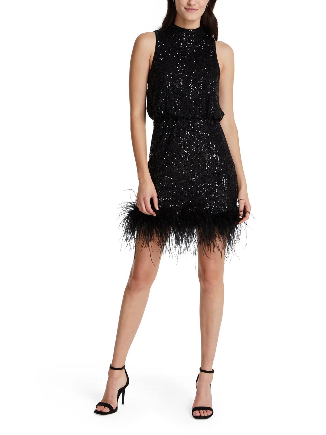 Sequin Blouson Halter With Feathers | Lord & Taylor