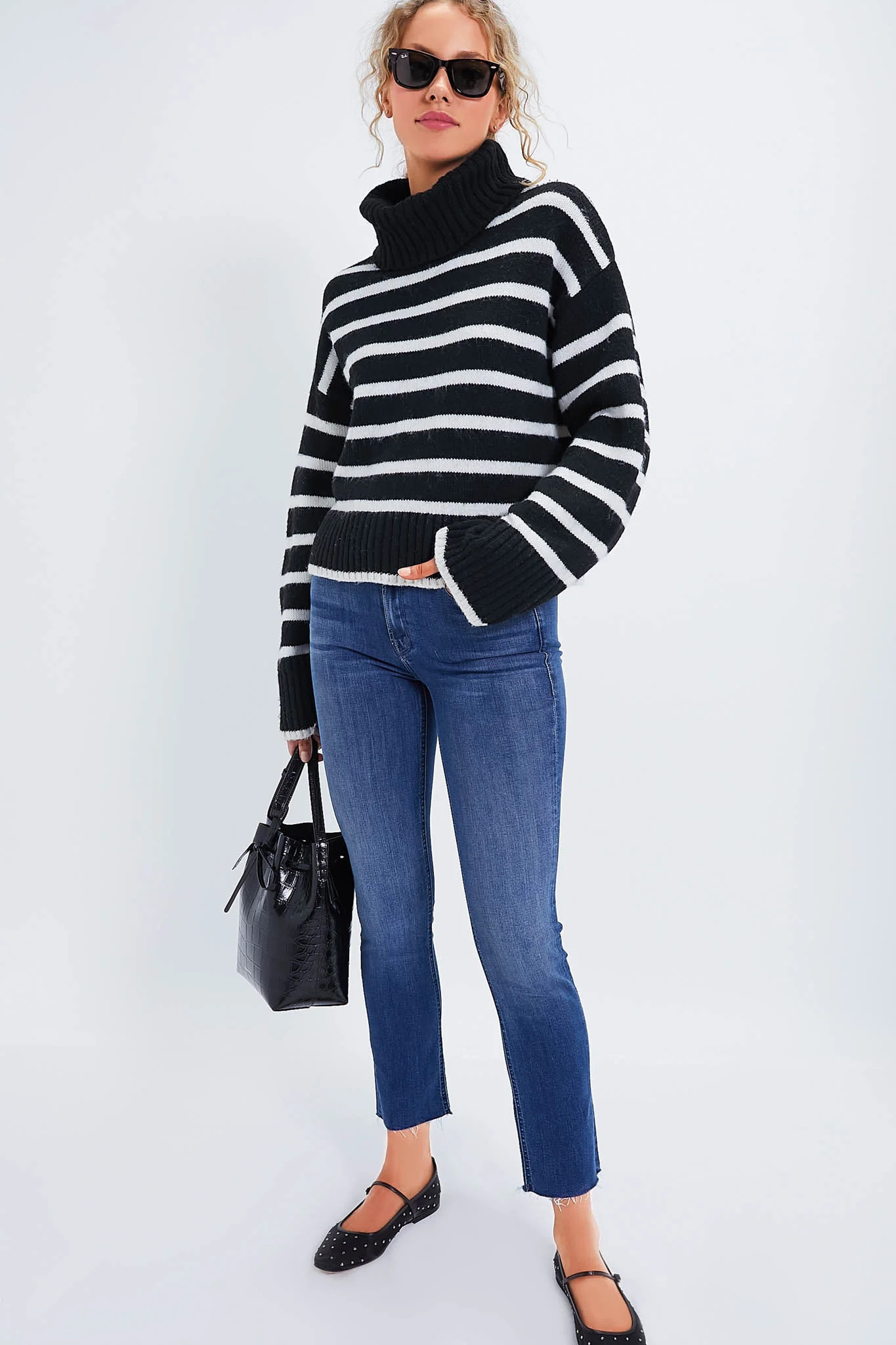 Black Josephine Stripe Turtleneck | Tuckernuck (US)