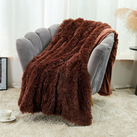 DONGPAI Decorative Soft Fluffy Faux Fur Throw Blanket Long Shaggy Cozy Furry Blanket Comfy Flannel F | Walmart (US)