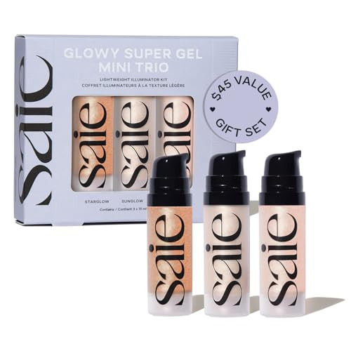Saie Mini Glowy Super Gel Trio Gift Set - Lightweight Makeup Primer & All-Over Liquid Highlighter for Instant Glowy, Glass Skin - With Glycerin & Squalane - Starglow, Roseglow & Sunglow (0.5 oz Each) | Amazon (US)