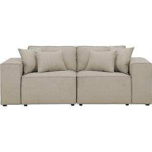 Elson Loveseat with 4 Pillows in Beige Linen Fabric Sofa Couch | Cymax