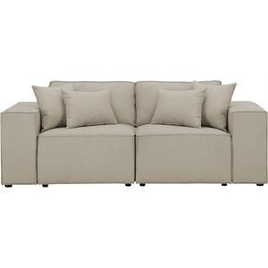 Elson Loveseat with 4 Pillows in Beige Linen Fabric Sofa Couch | Cymax