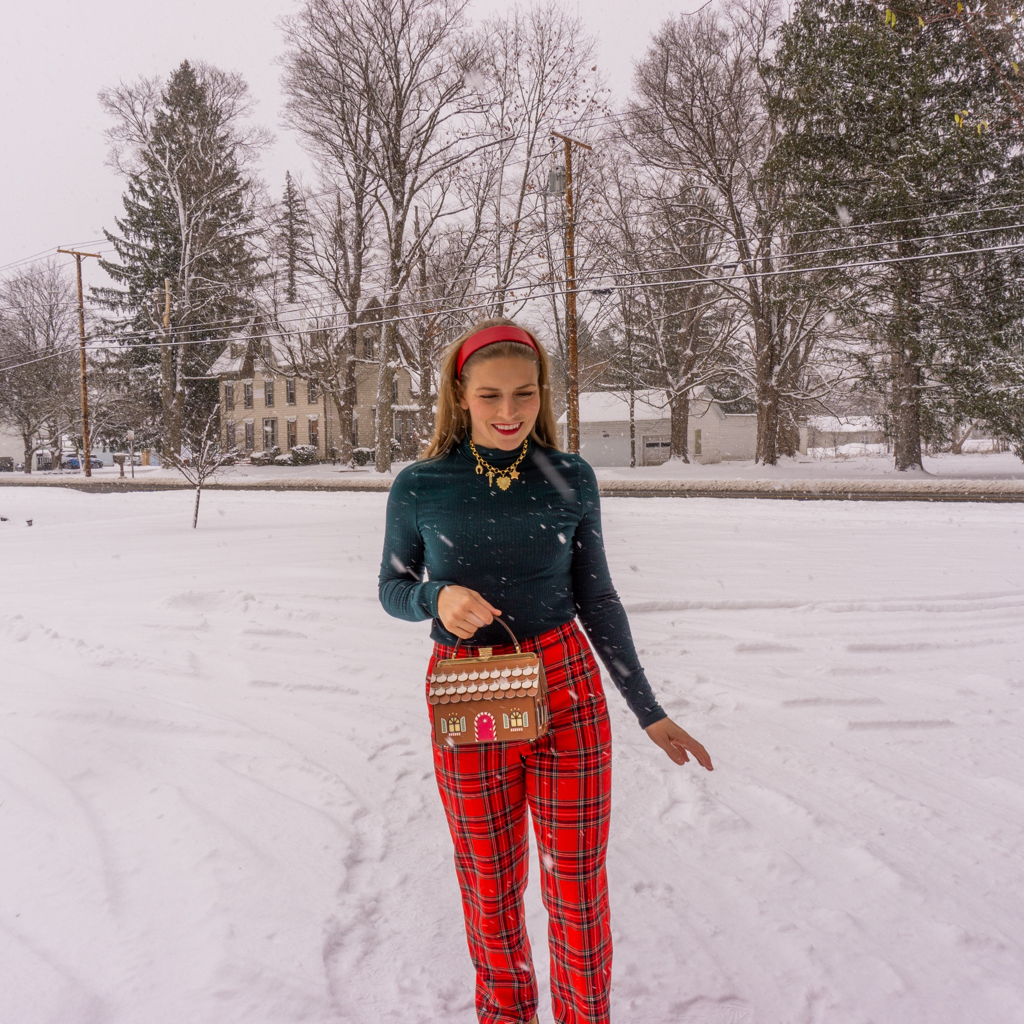 Holiday outfit, Christmas outfit, Christmas fashion, ootd, classic holiday, gingerbread bag, charm necklace 

#LTKSeasonal #LTKItBag #LTKHoliday