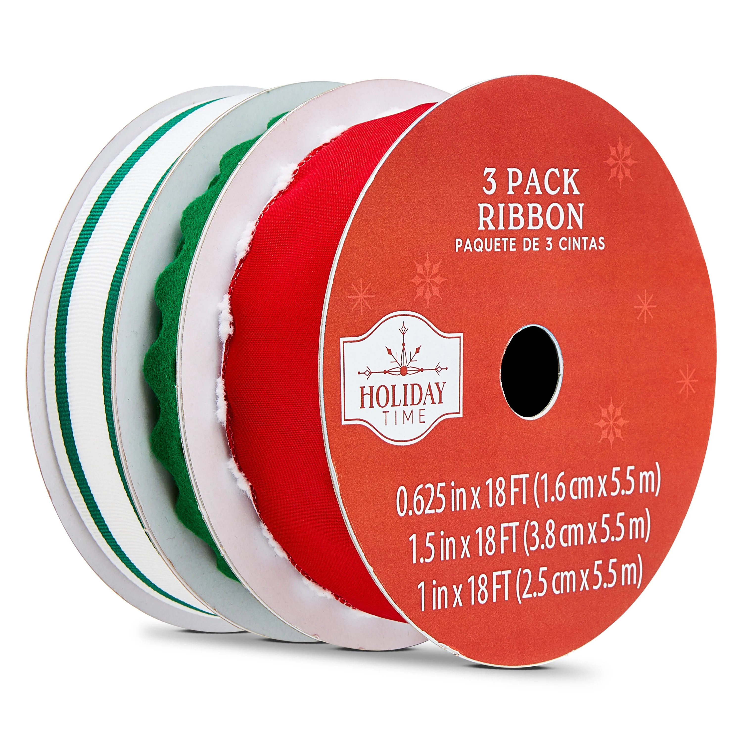 Assorted Red, White, and Green Christmas Ribbons, 18', 3 Count, by Holiday Time | Walmart (US)