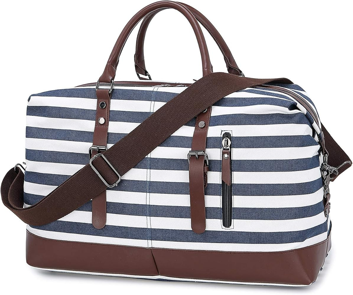 Travel Weekender Overnight Carry-on Shoulder Duffel Tote Bag With PU Leather Strap | Amazon (US)