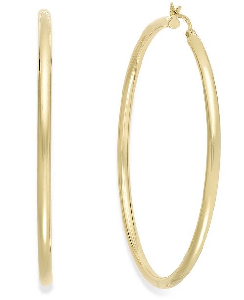 Macy's Round Hoop Earrings in 14k Gold Vermeil, 60mm & Reviews - Earrings - Jewelry & Watches - M... | Macys (US)