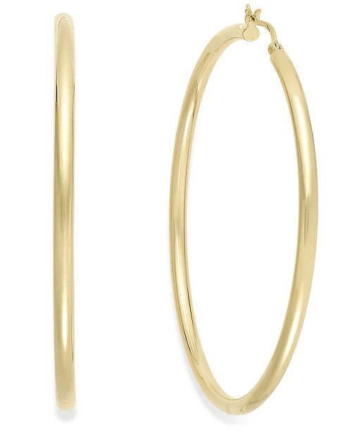 Macy's Round Hoop Earrings in 14k Gold Vermeil, 60mm & Reviews - Earrings - Jewelry & Watches - M... | Macys (US)