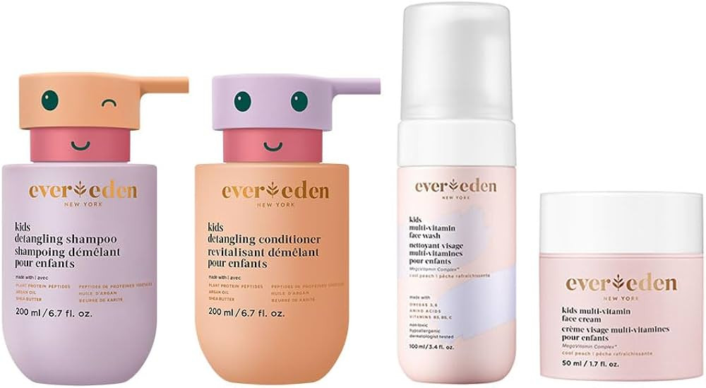 Evereden Kids Routine Bundle - Detangling Shampoo and Conditioner + Multi-Vitamin Face Wash and F... | Amazon (US)