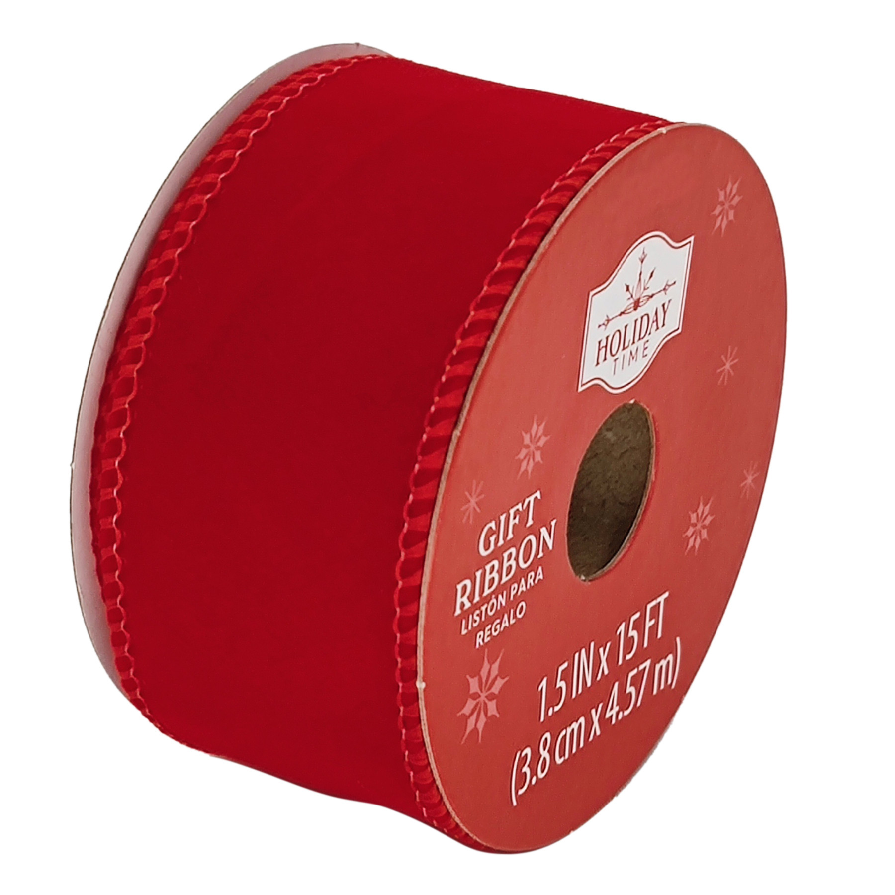 Red Velvet Wired Edge Fabric Christmas Gift Wrap Ribbon, 1.5 in x 15 ft, by Holiday Time | Walmart (US)