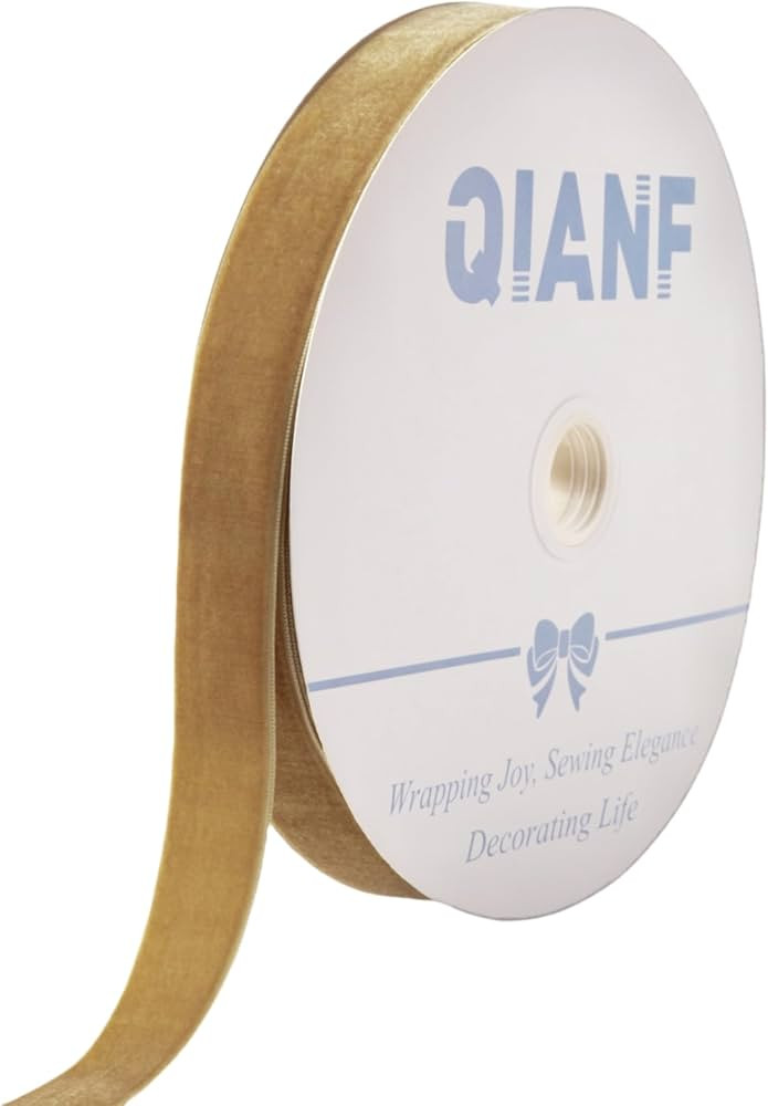 QIANF Vintage Khaki Velvet Ribbon, 1 Inch X 25Yd | Amazon (US)