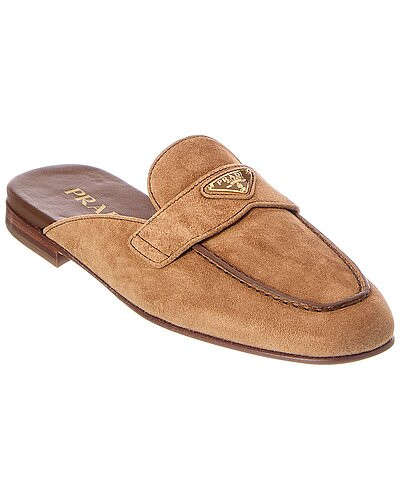 Prada Triangle Logo Suede Mule | Gilt & Gilt City