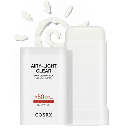 COSRX Airy-Light Clear Sunscreen Stick with Vitamin E&C SPF 50, 0.67 oz, 19g, Korean Suncreen Stick Suncare Sunblock, Lightweight, No White Cast, Water resistant, Oil Control Matte Sunscreen for Face | Amazon (US)
