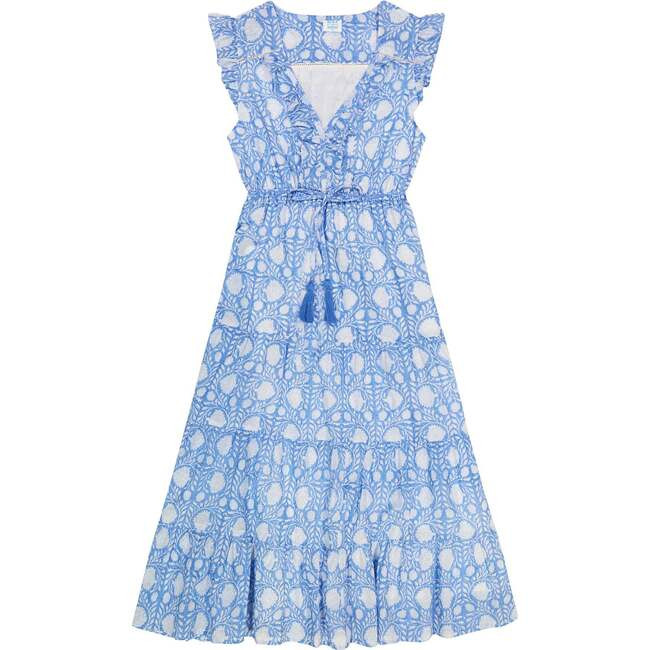 Women's Giselle Ruffle V-Neck Floral Maxi Dress, Blue | Maisonette