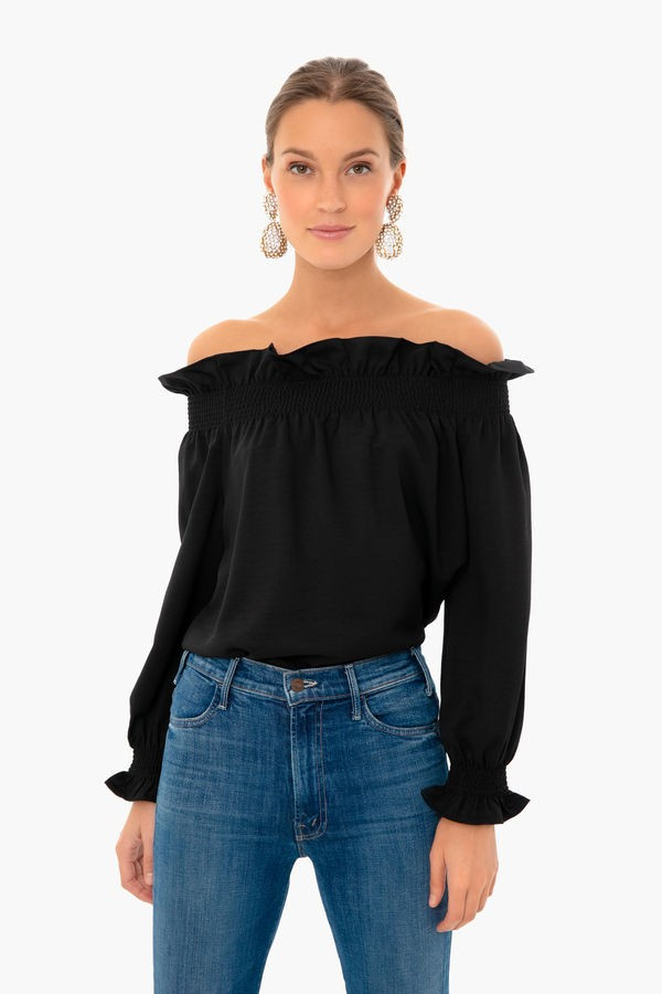 Black Off the Shoulder Marguerite Blouse | Tuckernuck (US)