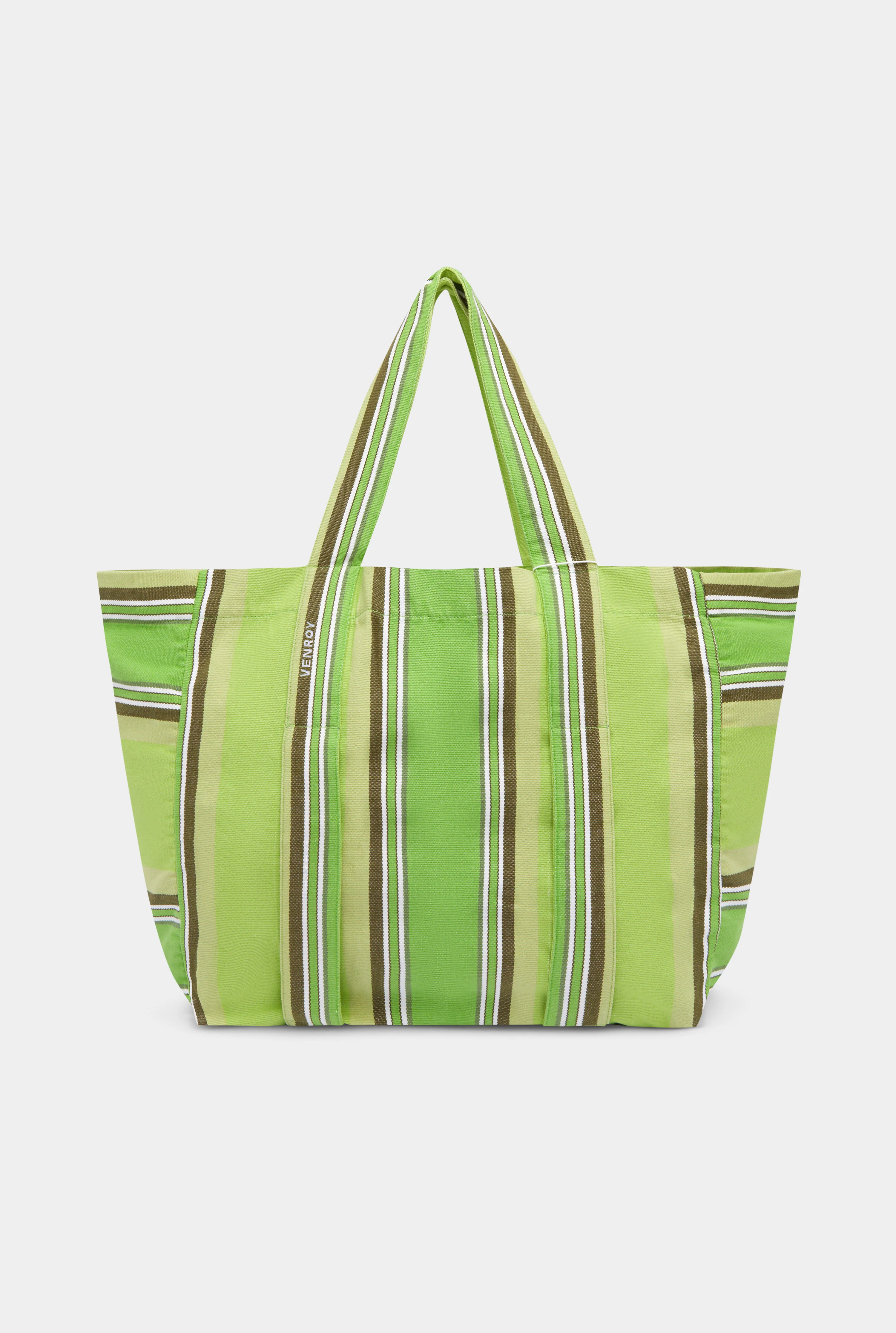 Woven Stripe Beach Tote in Green Stripe | Venroy | Venroy AU