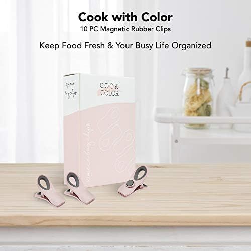 Cook with Color 10 Pc Bag Clips with Magnet, Food Clips, Chip Clips, Bag Clips for Food Storage w... | Amazon (US)