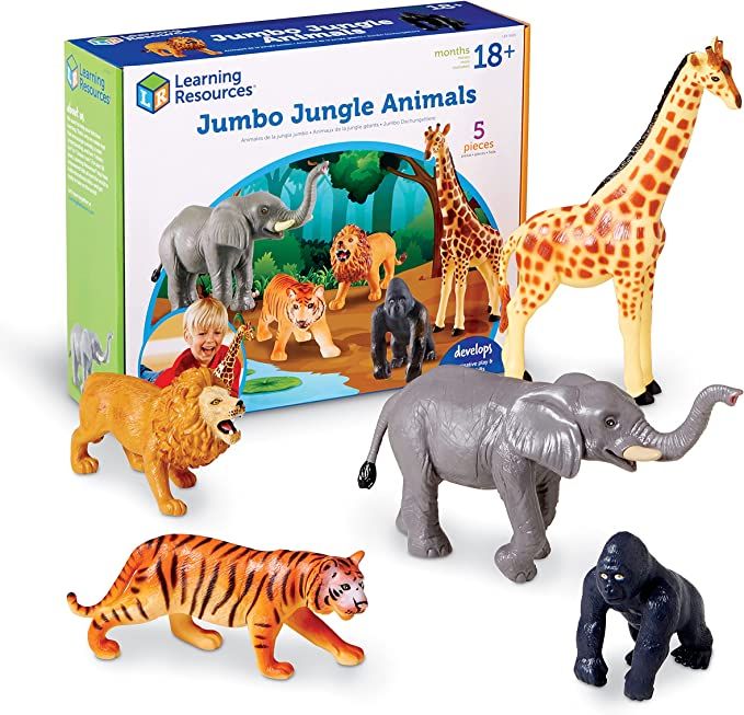 Learning Resources Jumbo Jungle Animals, Animal Toys for Kids, Safari Animals, 5 Pieces, Ages 18 ... | Amazon (US)