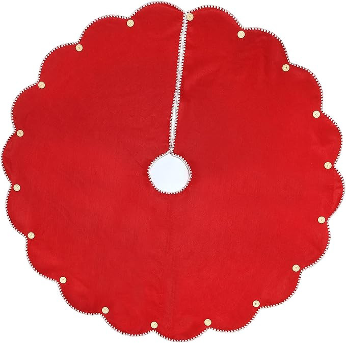 National Tree Company Tree Skirt, Scalloped Red, Christmas Collection, 52 Inches | Amazon (US)