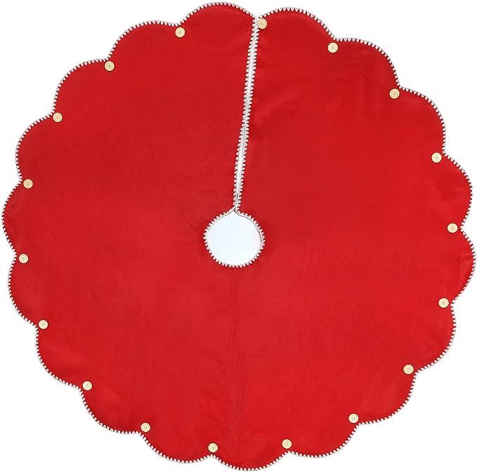 National Tree Company Tree Skirt, Scalloped Red, Christmas Collection, 52 Inches | Amazon (US)