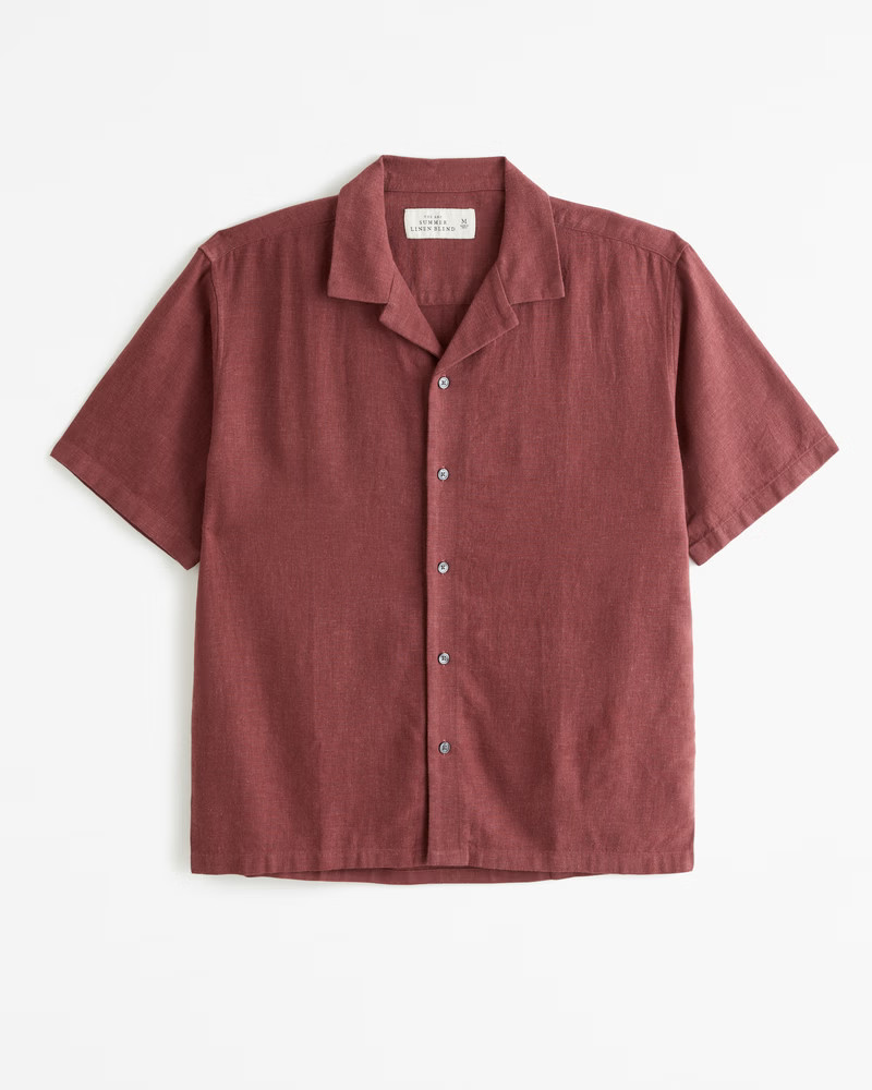 Camp Collar Summer Linen-Blend Shirt | Abercrombie & Fitch (US)