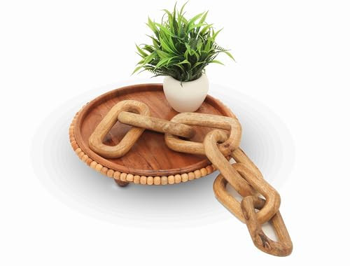 Wood Chain Link Decor Wooden Chain Link for Coffee Table Decor Boho Wood Knot Decor Room Decor or Shelf Decor Wooden Chain Link Decor Farmhouse Decor Rustic Home Decor Natural | Amazon (US)